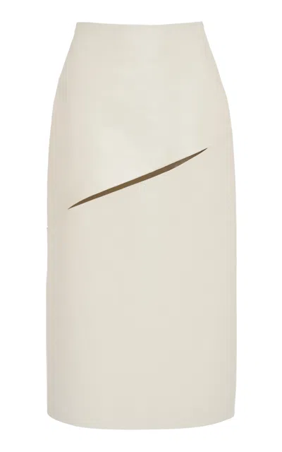 Jil Sander Leather Midi Skirt In White