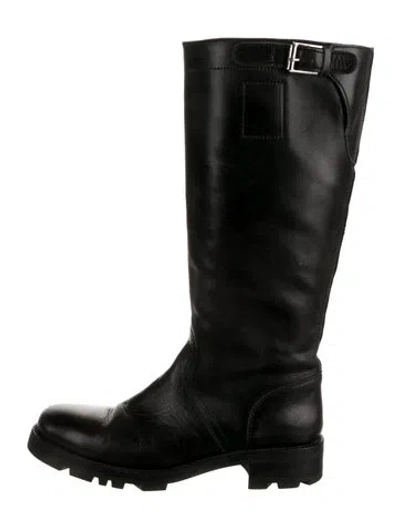 Pre-owned Jil Sander Leather Moto Boots In Black