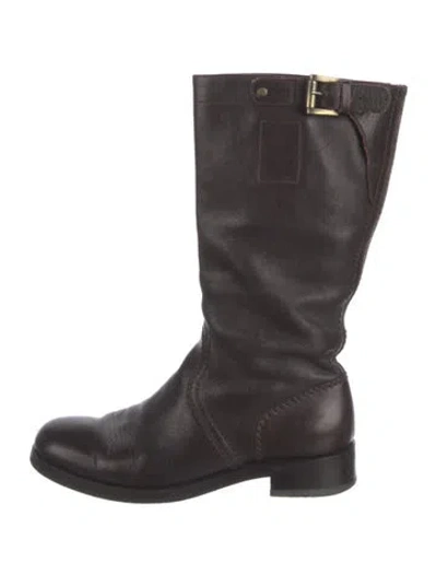 Pre-owned Jil Sander Leather Moto Boots In Black