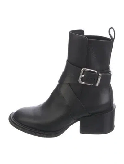 Pre-owned Jil Sander Leather Moto Boots In Black