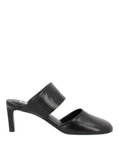 Jil Sander Leather Mule With Heel In Black