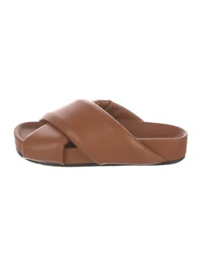 Pre-owned Jil Sander Leather Mules In Brown