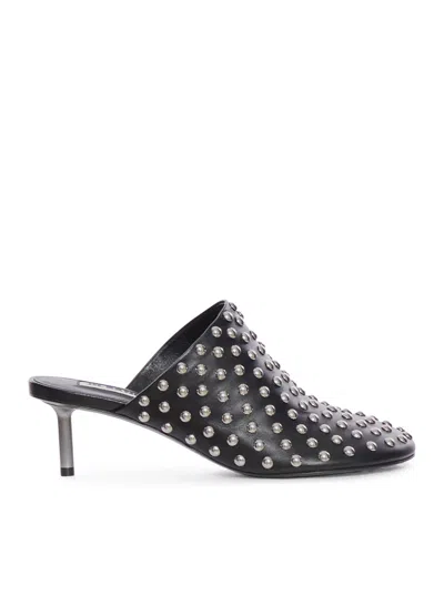 JIL SANDER LEATHER MULES WITH STUDS