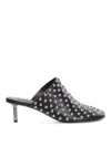 Jil Sander Black Mules With Low Heel And All-over Stud Embellishments In Leather Woman In Negro