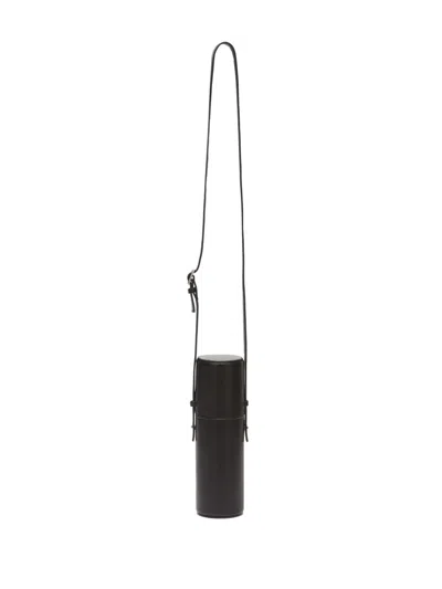 Jil Sander Leather Neck-strap Thermos In Black