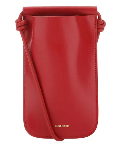Jil Sander Leather Phone Case In Red