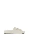 Jil Sander Leather Platform Sandals In White