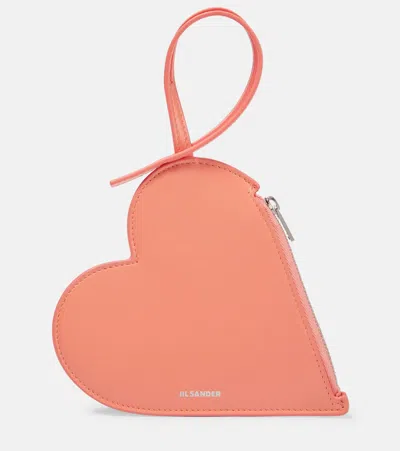 Jil Sander Leather Pouch In Coral