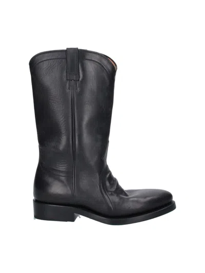 Jil Sander Leather Pull-on Boots In Black