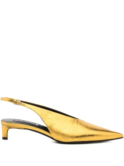 Jil Sander Metallic-leather Slingback Pumps In Gold
