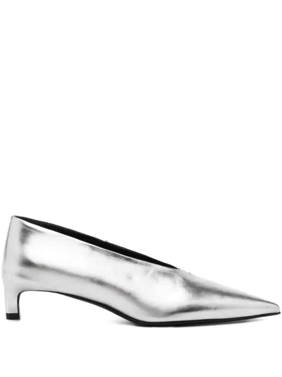 Jil Sander Leather Pumps In Silver