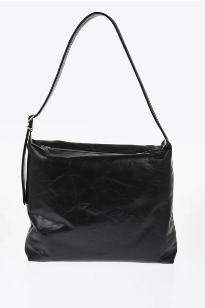 Jil Sander Leather Quilted Crossbody Bag With Zip Closure