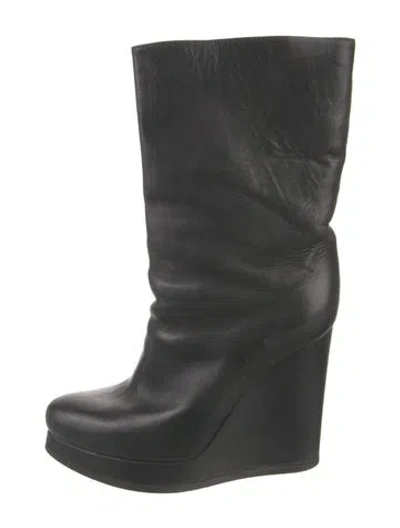 Pre-owned Jil Sander Leather Rain Boots In Black