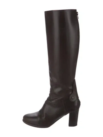 Pre-owned Jil Sander Leather Riding Boots In Black