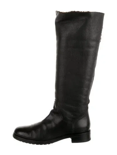 Pre-owned Jil Sander Leather Riding Boots In Black