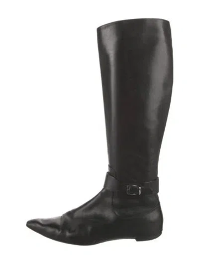 Pre-owned Jil Sander Leather Riding Boots In Black