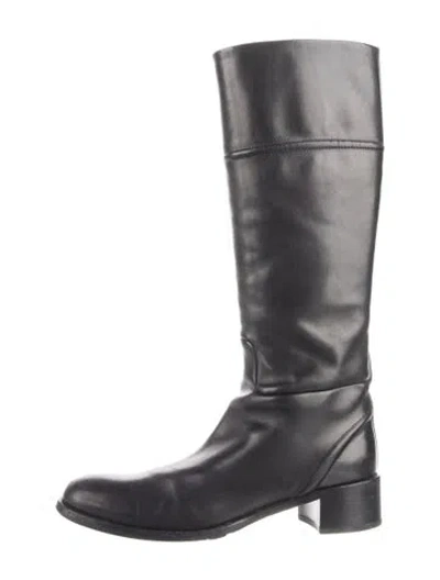 Pre-owned Jil Sander Leather Riding Boots In Black