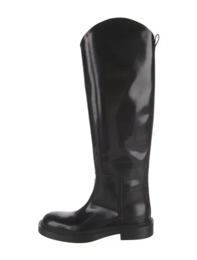 Pre-owned Jil Sander Leather Riding Boots In Black