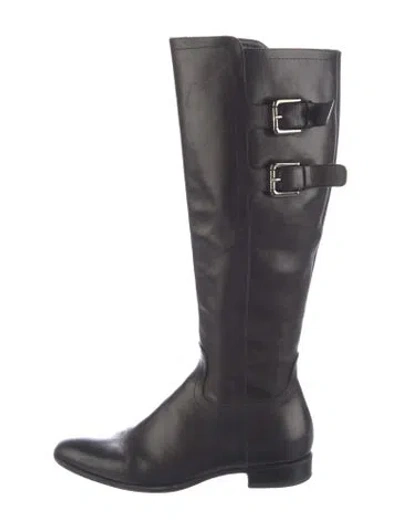 Pre-owned Jil Sander Leather Riding Boots In Black