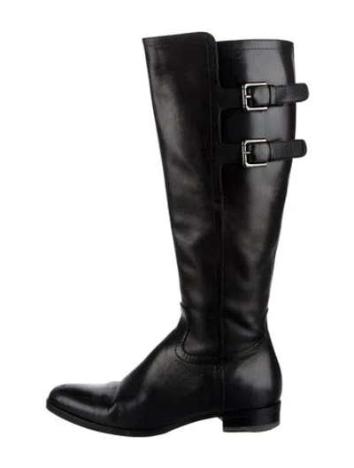 Pre-owned Jil Sander Leather Riding Boots In Black