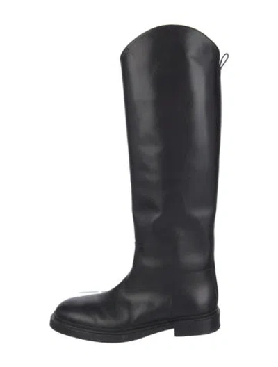 Pre-owned Jil Sander Leather Riding Boots In Black