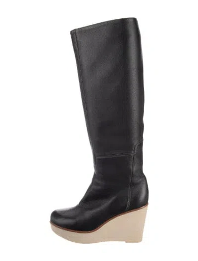 Pre-owned Jil Sander Leather Riding Boots In Blue