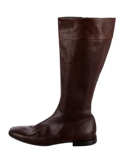 Pre-owned Jil Sander Leather Riding Boots In Brown