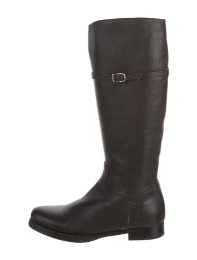 Pre-owned Jil Sander Leather Riding Boots In Brown