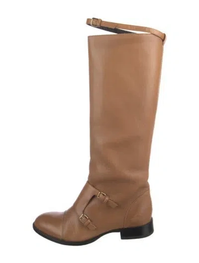 Pre-owned Jil Sander Leather Riding Boots In Brown