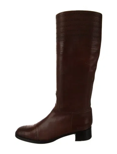Pre-owned Jil Sander Leather Riding Boots In Brown