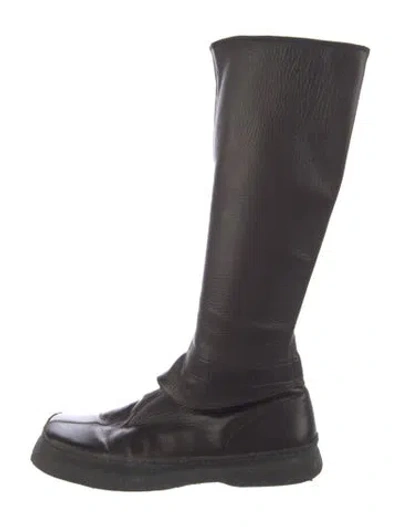Pre-owned Jil Sander Leather Riding Boots In Brown