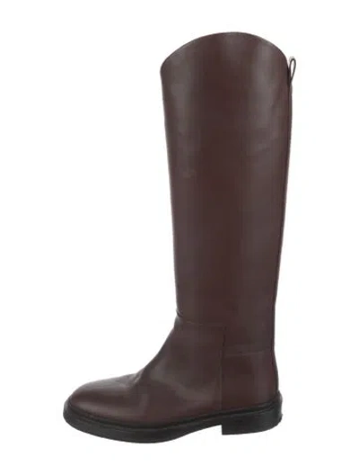 Pre-owned Jil Sander Leather Riding Boots In Brown