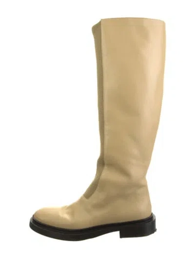 Pre-owned Jil Sander Leather Riding Boots In Neutral