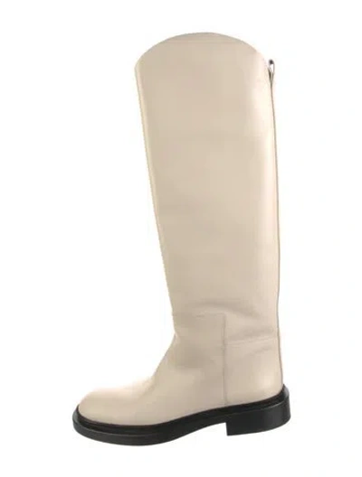 Pre-owned Jil Sander Leather Riding Boots In White