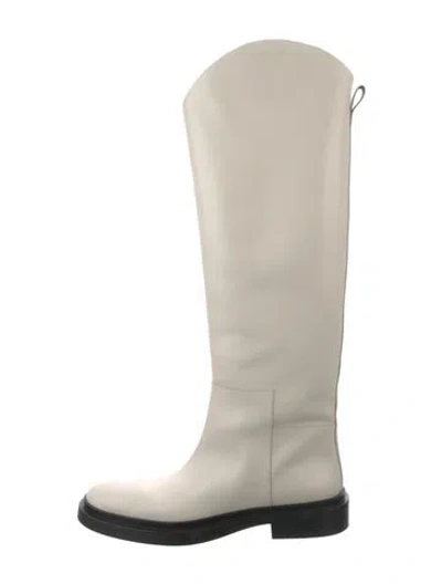 Pre-owned Jil Sander Leather Riding Boots In White