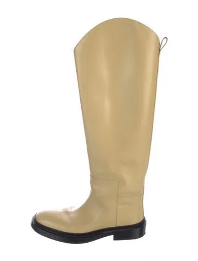 Pre-owned Jil Sander Leather Riding Boots In Yellow