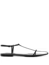 Jil Sander Leather Sandals Flat Sole Pointed Toe In Animal Print