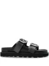 Jil Sander Leather Sandals In Black