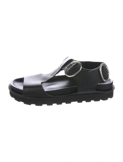 Pre-owned Jil Sander Leather Sandals In Black