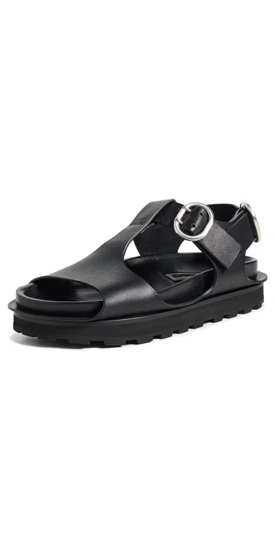Jil Sander Leather Sandals Black