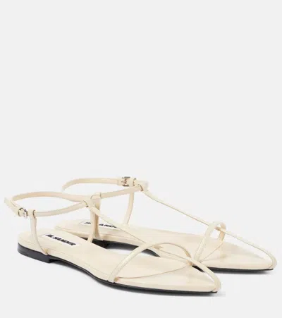 Jil Sander Leather Sandals In Black