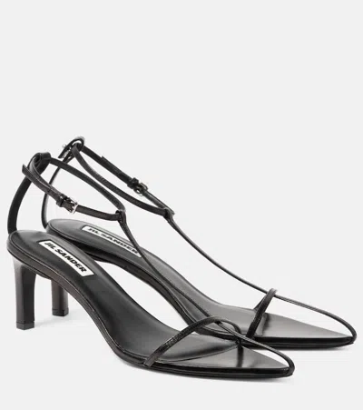 Jil Sander Leather Sandals In Black