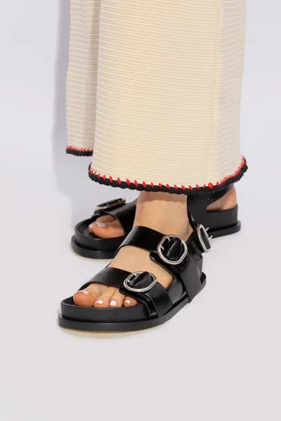 Jil Sander Leather Sandals In Black