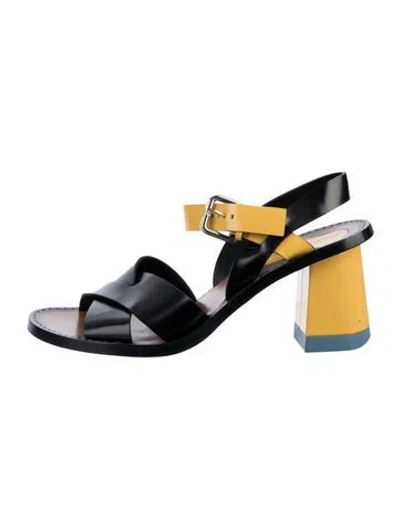 Pre-owned Jil Sander Leather Sandals In Black/blue/yellow