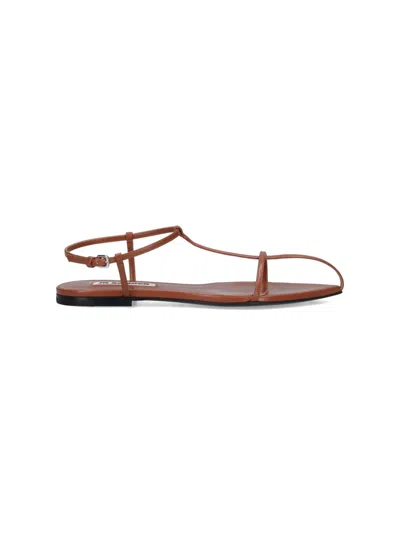 Jil Sander Leather Sandals In Brown