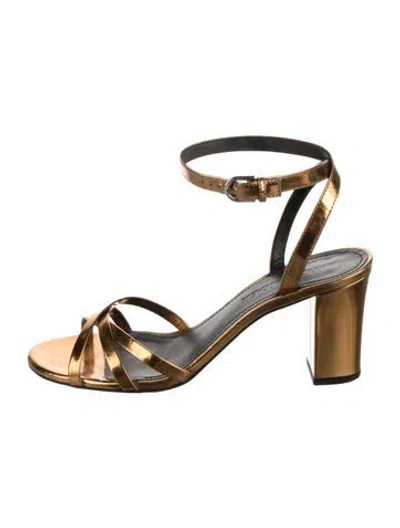 Pre-owned Jil Sander Leather Sandals In Gold