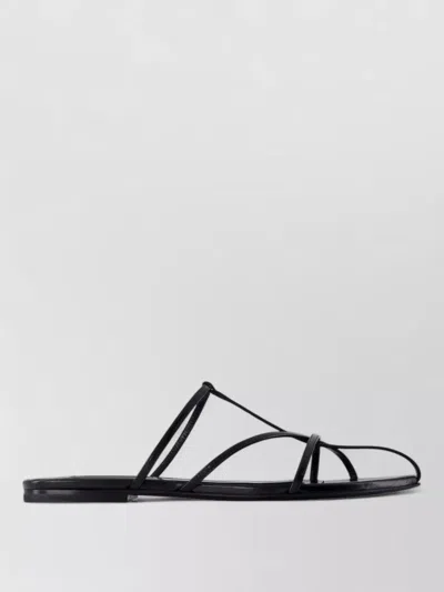 Jil Sander Leather Sandals Pointed Toe Flat Sole In Black