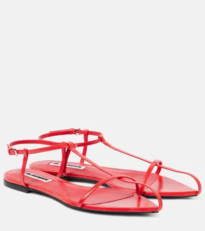 Jil Sander Leather Sandals In Rouge