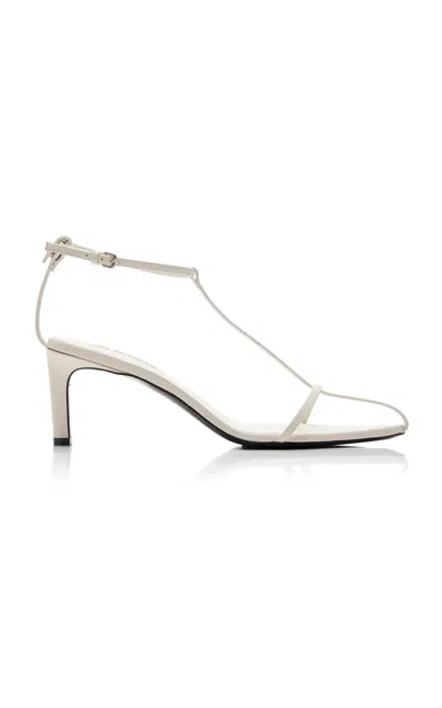 Jil Sander Leather Strappy Heel Sandals In White