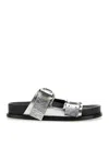 Jil Sander Black Leather Sandals With Buckle Detail In Silver